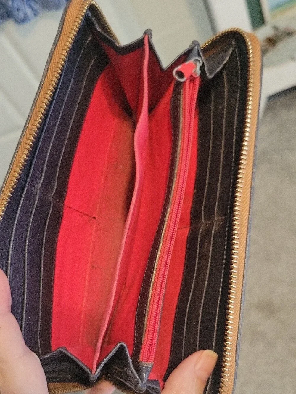 Dooney & Bourke Navy Pebbled Leather Zip Around Wallet